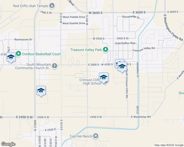 map of restaurants, bars, coffee shops, grocery stores, and more near 3465 East 2090 South Circle in St. George