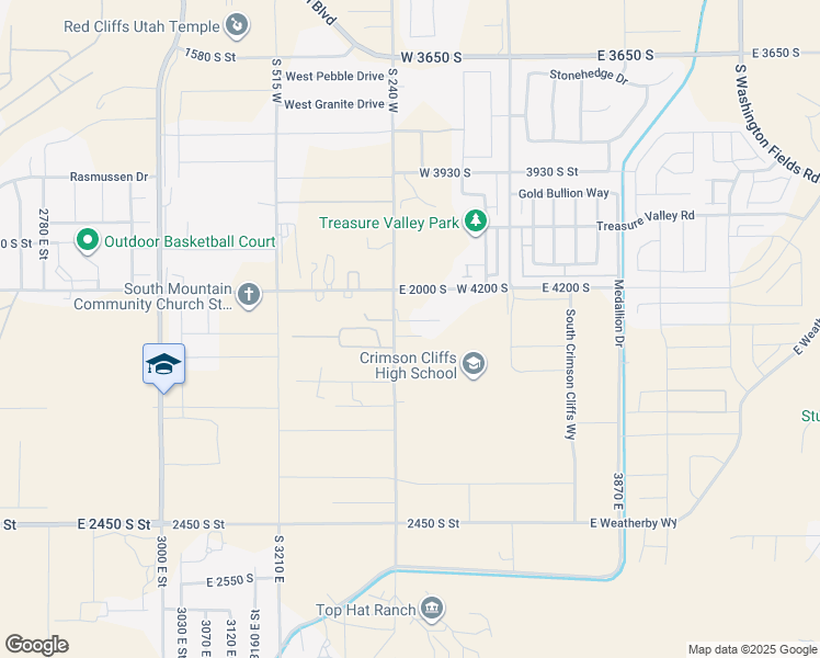 map of restaurants, bars, coffee shops, grocery stores, and more near 3465 East 2090 South Circle in St. George