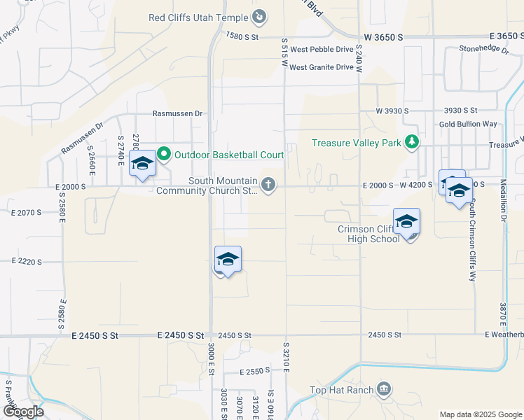 map of restaurants, bars, coffee shops, grocery stores, and more near East 2080 South in St. George
