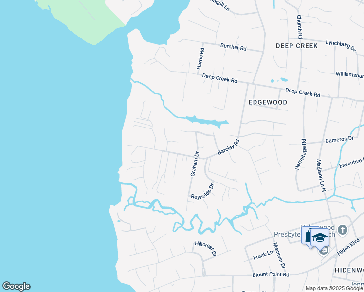 map of restaurants, bars, coffee shops, grocery stores, and more near 323 Barclay Road in Newport News