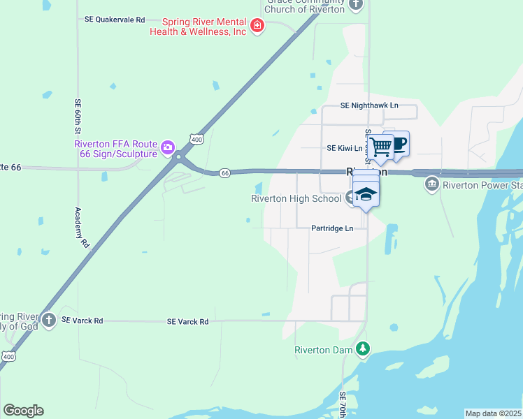 map of restaurants, bars, coffee shops, grocery stores, and more near 7119 66 Street in Riverton