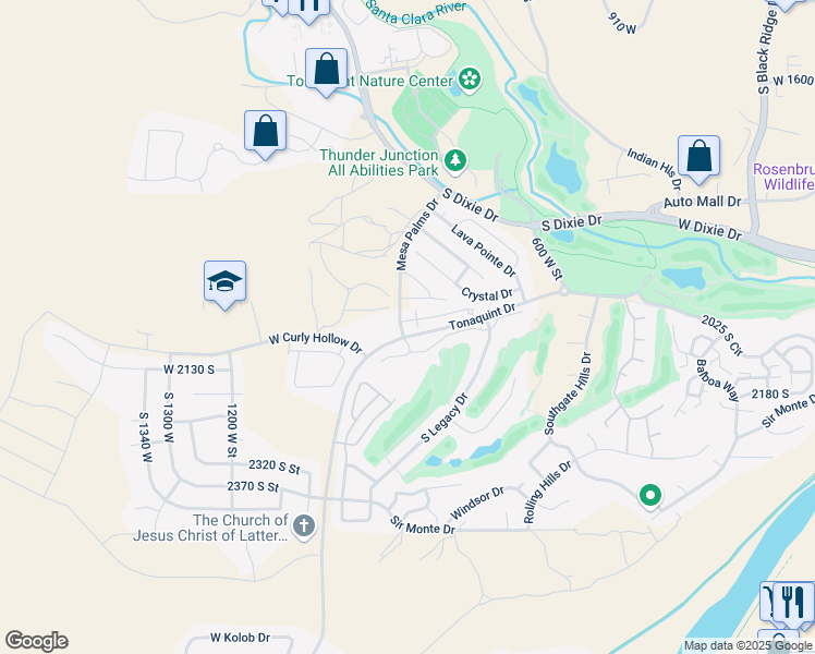 map of restaurants, bars, coffee shops, grocery stores, and more near in St. George