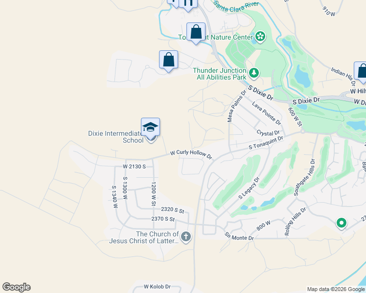map of restaurants, bars, coffee shops, grocery stores, and more near 1069 West Albertine Lane in St. George