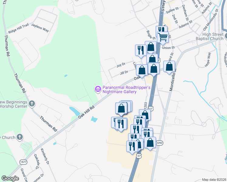map of restaurants, bars, coffee shops, grocery stores, and more near 567 State Highway 1577 in Somerset