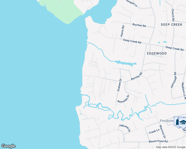 map of restaurants, bars, coffee shops, grocery stores, and more near 25 Barclay Road in Newport News