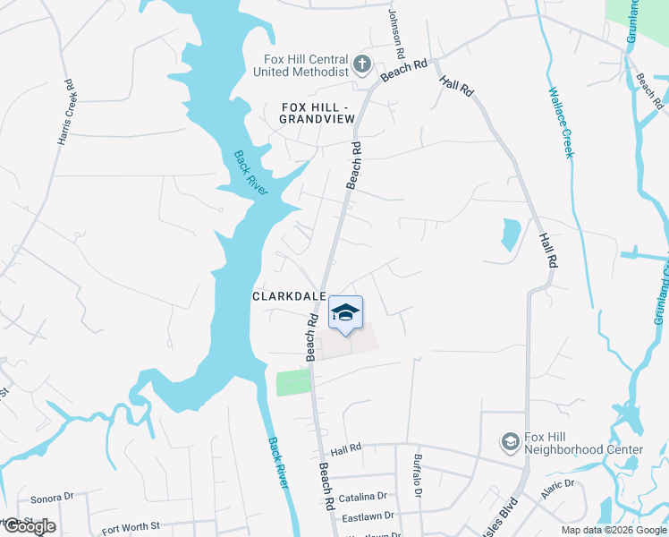 map of restaurants, bars, coffee shops, grocery stores, and more near 178 Beach Road in Hampton