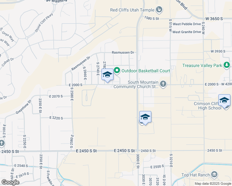 map of restaurants, bars, coffee shops, grocery stores, and more near 3210 East 2000 South in St. George