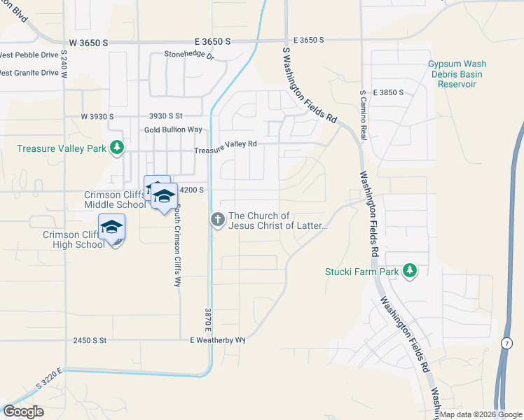 map of restaurants, bars, coffee shops, grocery stores, and more near 479 East 4290 South in Washington