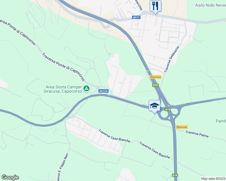 map of restaurants, bars, coffee shops, grocery stores, and more near 8 Via Agamennone in Libero consorzio comunale di Siracusa