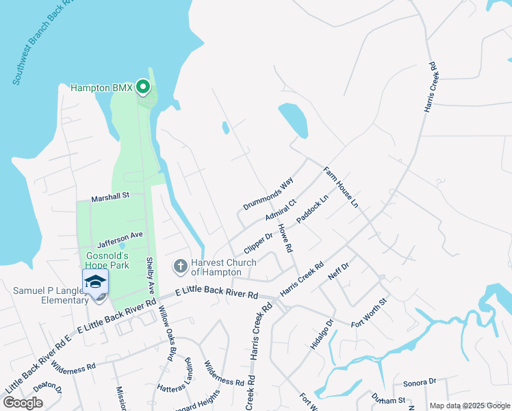 map of restaurants, bars, coffee shops, grocery stores, and more near 118 Drummonds Way in Hampton