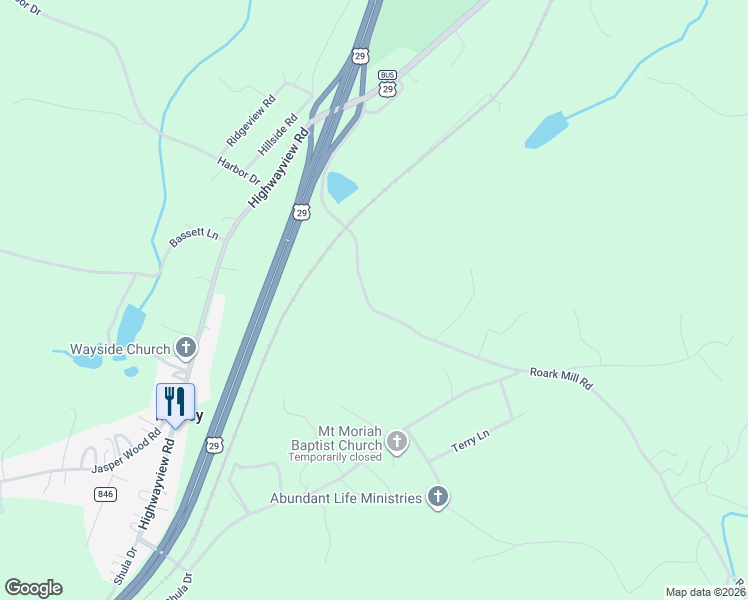 map of restaurants, bars, coffee shops, grocery stores, and more near 618 County Road 638 in Hurt