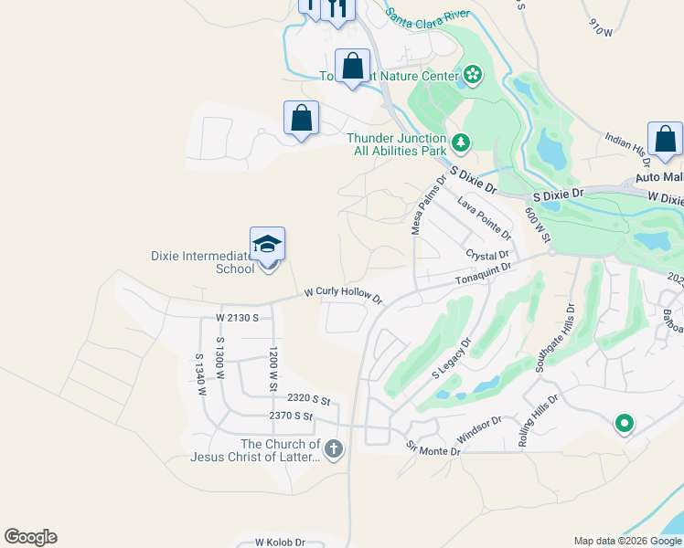 map of restaurants, bars, coffee shops, grocery stores, and more near 920 Tonaquint Drive in St. George