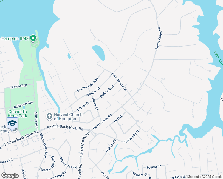 map of restaurants, bars, coffee shops, grocery stores, and more near 11 Paddock Lane in Hampton