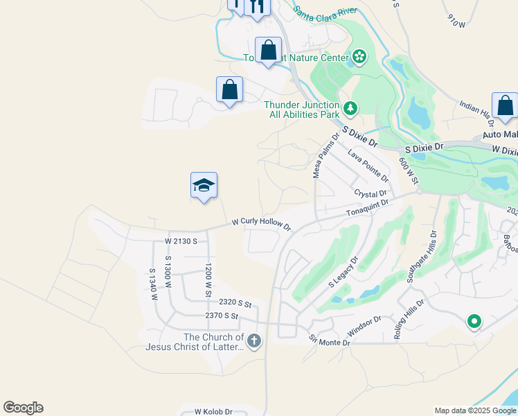 map of restaurants, bars, coffee shops, grocery stores, and more near 1062 West Albertine Lane in St. George