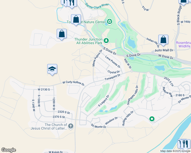 map of restaurants, bars, coffee shops, grocery stores, and more near 2044 S Mesa Palms Dr in St George