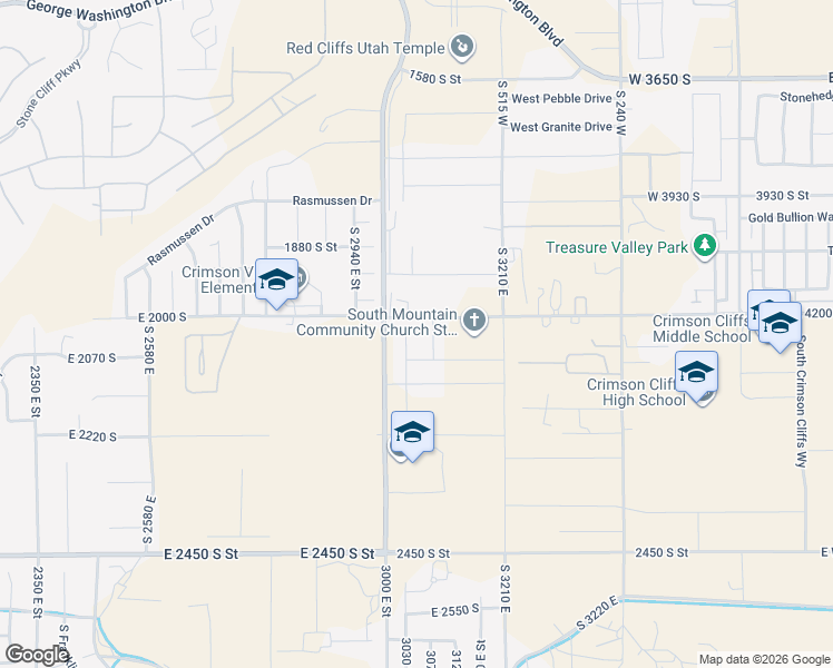 map of restaurants, bars, coffee shops, grocery stores, and more near 2200 South 3000 East in St. George
