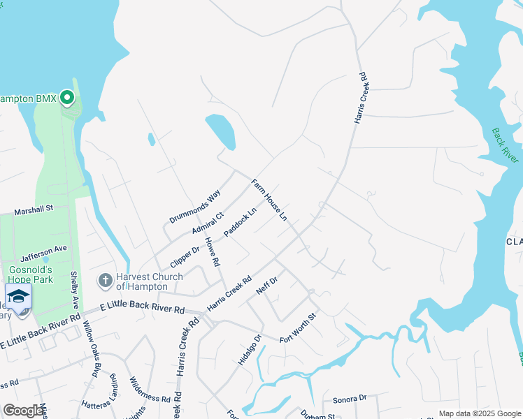 map of restaurants, bars, coffee shops, grocery stores, and more near 5 Paddock Lane in Hampton