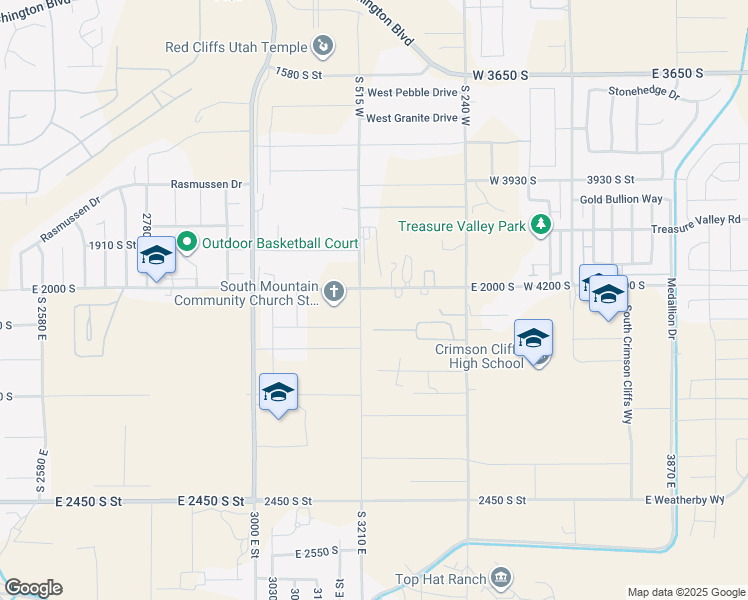 map of restaurants, bars, coffee shops, grocery stores, and more near 3296 East 2000 South in St. George