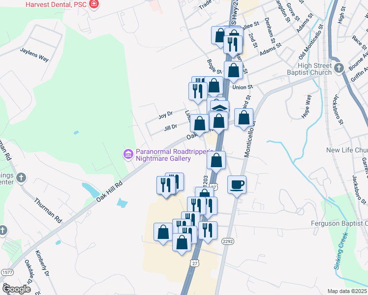 map of restaurants, bars, coffee shops, grocery stores, and more near 105 Scenic View Drive in Somerset