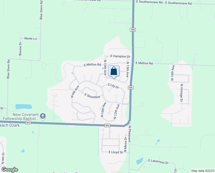 map of restaurants, bars, coffee shops, grocery stores, and more near 1004 East Lily Drive in Ozark