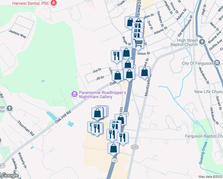 map of restaurants, bars, coffee shops, grocery stores, and more near 105 Scenic View Drive in Somerset