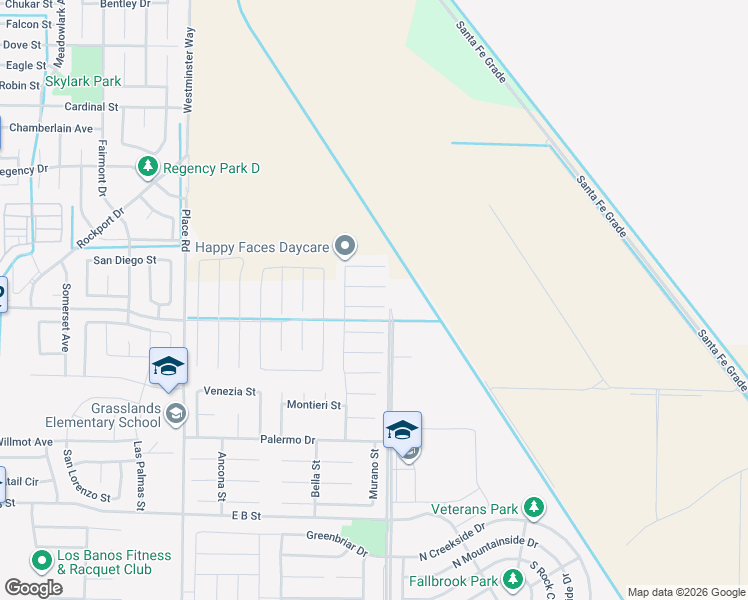 map of restaurants, bars, coffee shops, grocery stores, and more near Ward Road in Los Banos