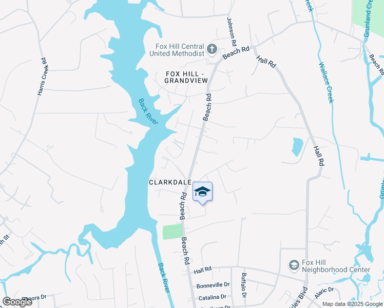 map of restaurants, bars, coffee shops, grocery stores, and more near 175 Beach Road in Hampton