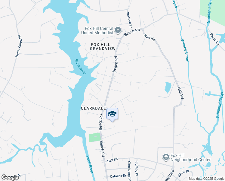 map of restaurants, bars, coffee shops, grocery stores, and more near 182 Beach Road in Hampton