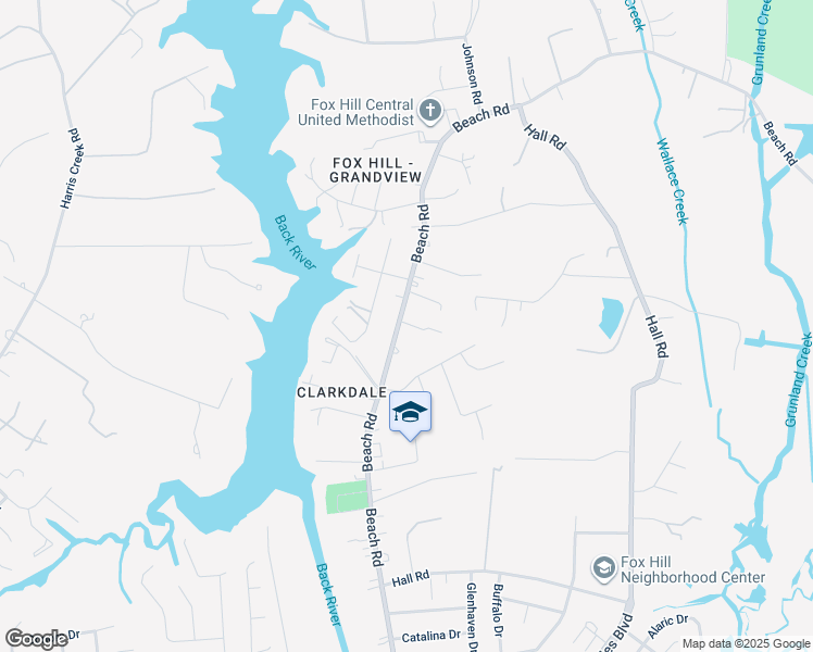 map of restaurants, bars, coffee shops, grocery stores, and more near 182 Beach Road in Hampton
