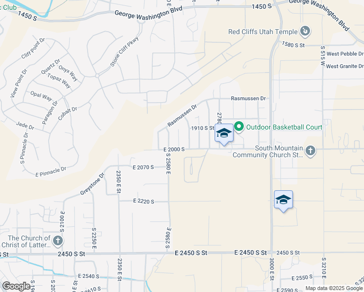 map of restaurants, bars, coffee shops, grocery stores, and more near 1991 South 2620 East Circle in St. George