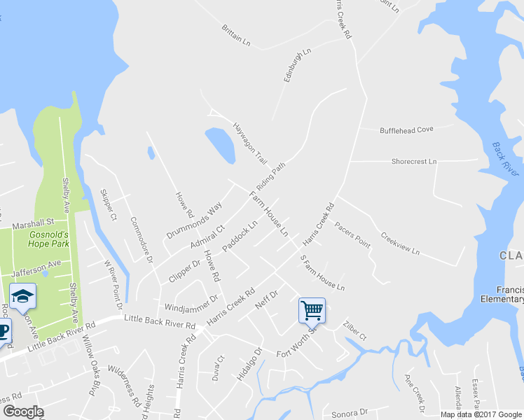 map of restaurants, bars, coffee shops, grocery stores, and more near 2 Paddock Lane in Hampton