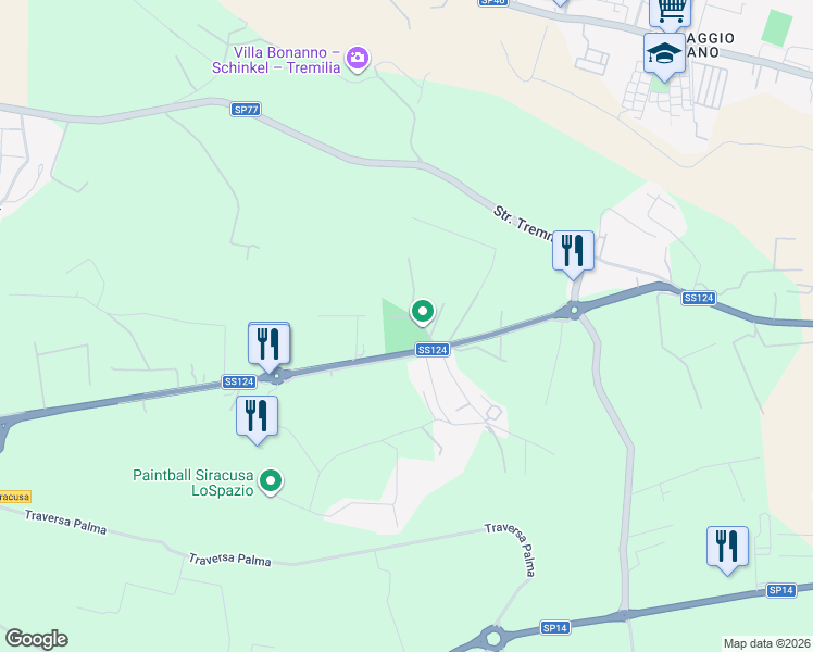 map of restaurants, bars, coffee shops, grocery stores, and more near 27 Via per Floridia in Libero consorzio comunale di Siracusa