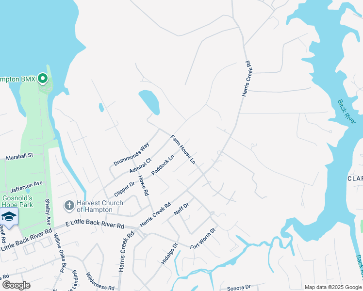 map of restaurants, bars, coffee shops, grocery stores, and more near 2 Paddock Lane in Hampton