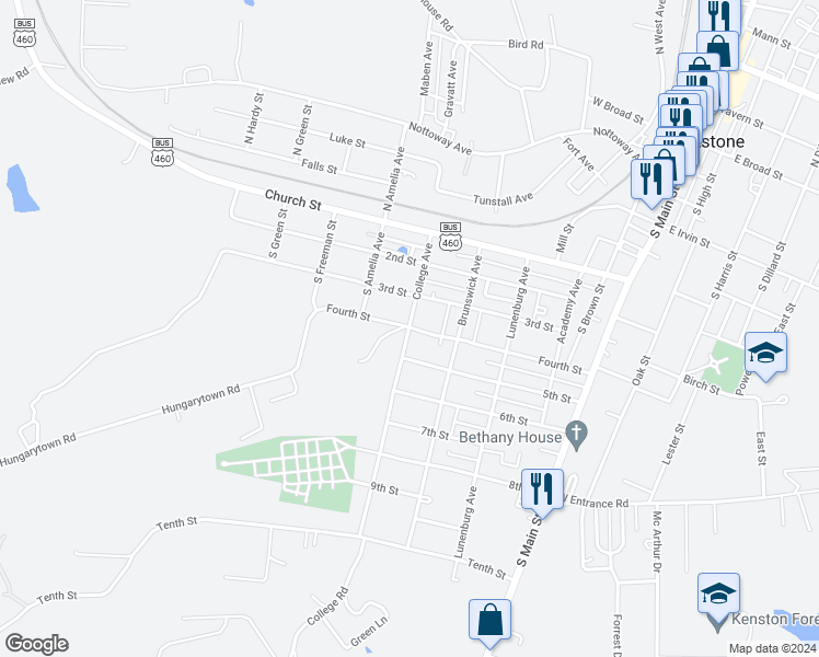 map of restaurants, bars, coffee shops, grocery stores, and more near 706 4th Street in Blackstone
