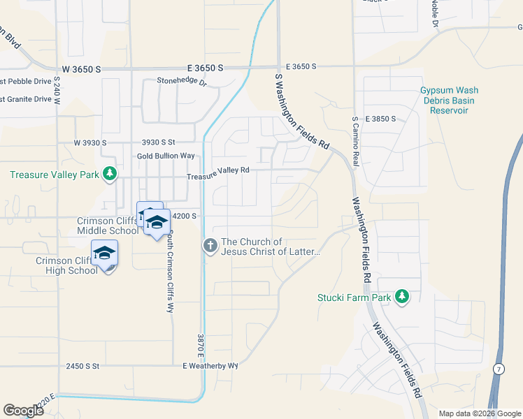 map of restaurants, bars, coffee shops, grocery stores, and more near 4159 South 490 East in Washington