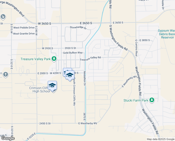 map of restaurants, bars, coffee shops, grocery stores, and more near 4158 East Crimson Creek Drive in Washington