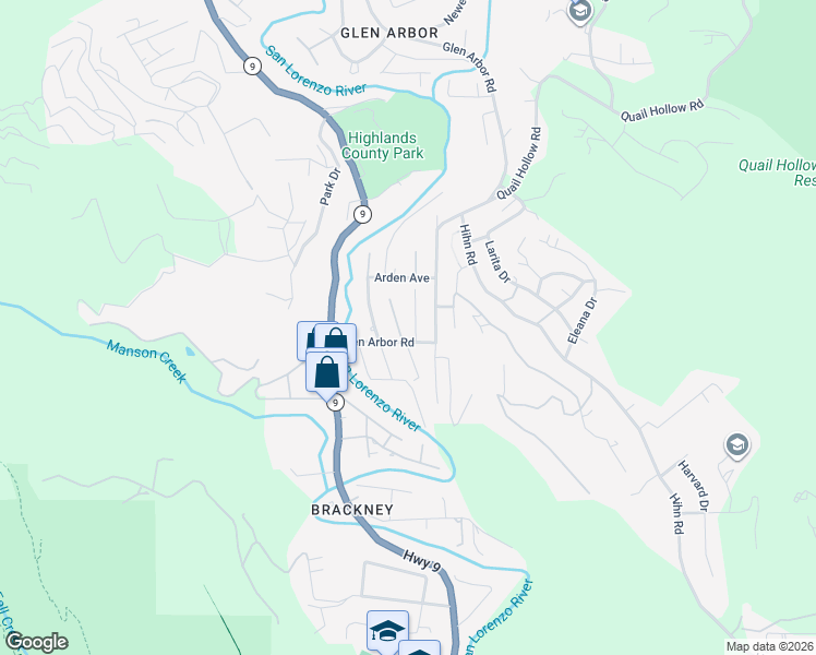 map of restaurants, bars, coffee shops, grocery stores, and more near 8135 Fremont Avenue in Ben Lomond