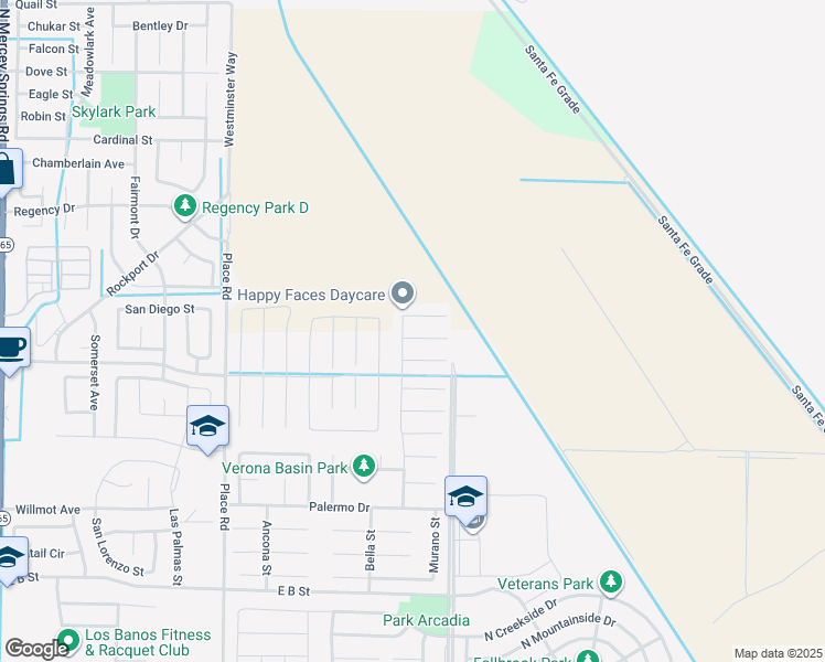 map of restaurants, bars, coffee shops, grocery stores, and more near in Los Banos
