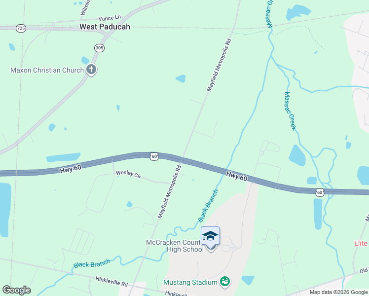 map of restaurants, bars, coffee shops, grocery stores, and more near 5240-5380 Mayfield Metropolis Road in Paducah