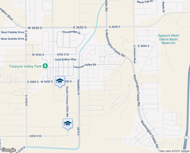 map of restaurants, bars, coffee shops, grocery stores, and more near 4145 South 435 East in Washington
