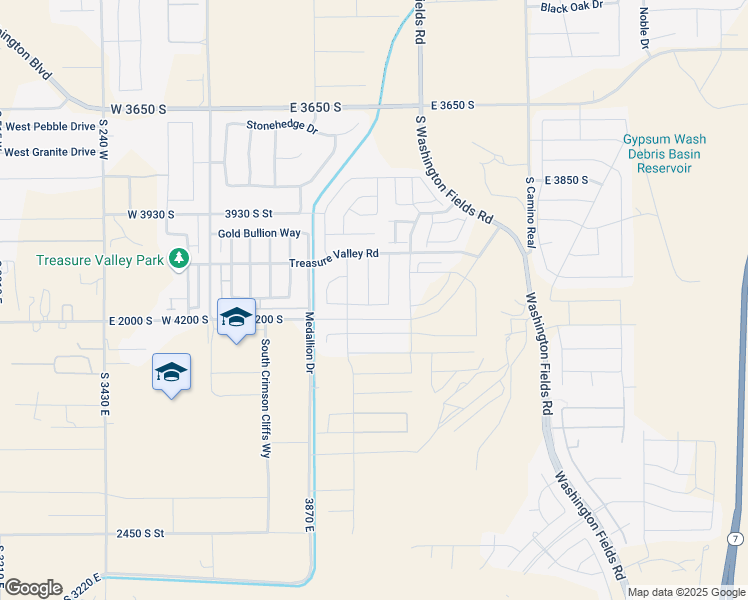 map of restaurants, bars, coffee shops, grocery stores, and more near 4145 South 435 East in Washington