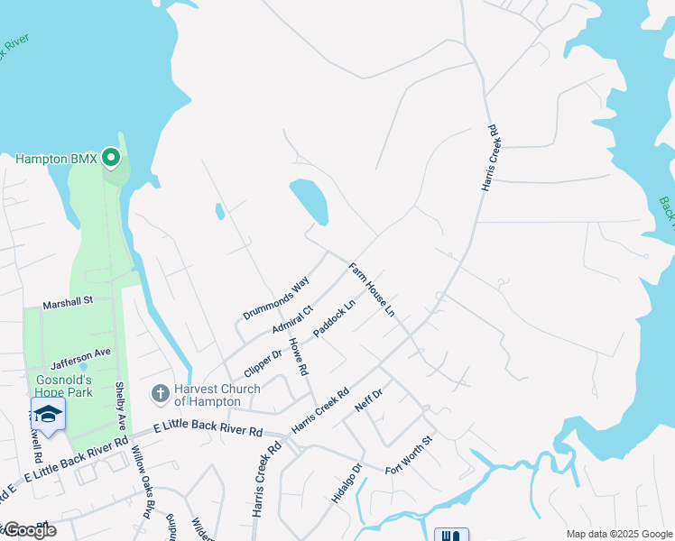 map of restaurants, bars, coffee shops, grocery stores, and more near 219 Drummonds Way in Hampton