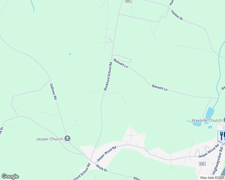 map of restaurants, bars, coffee shops, grocery stores, and more near 13684 Rockford School Road in Hurt