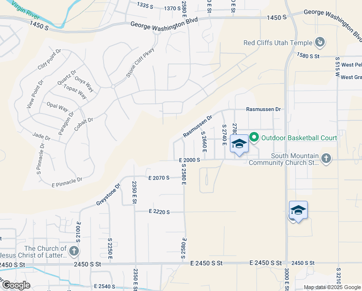 map of restaurants, bars, coffee shops, grocery stores, and more near 1940 South 2580 East in St. George
