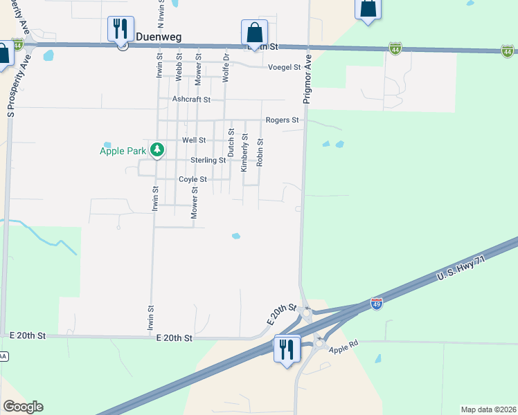 map of restaurants, bars, coffee shops, grocery stores, and more near 708 Lockhart Street in Joplin