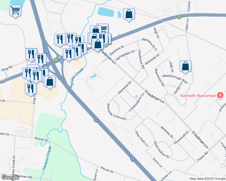 map of restaurants, bars, coffee shops, grocery stores, and more near 3910 Halehaven Drive in Paducah