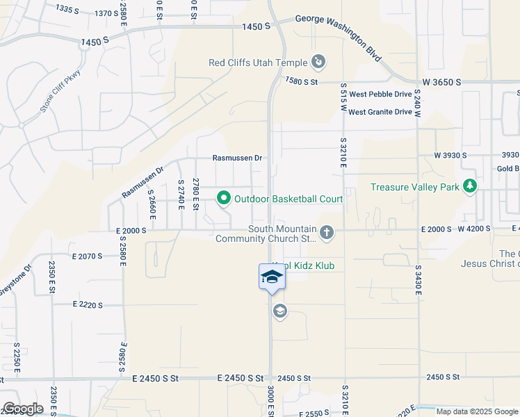 map of restaurants, bars, coffee shops, grocery stores, and more near 2968 East 1930 South Circle in St. George