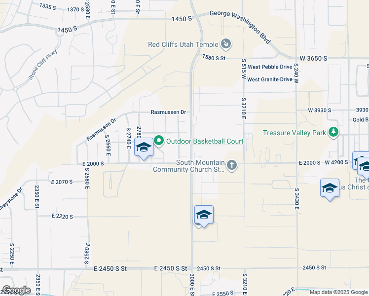 map of restaurants, bars, coffee shops, grocery stores, and more near 2968 East 1930 South Circle in St. George