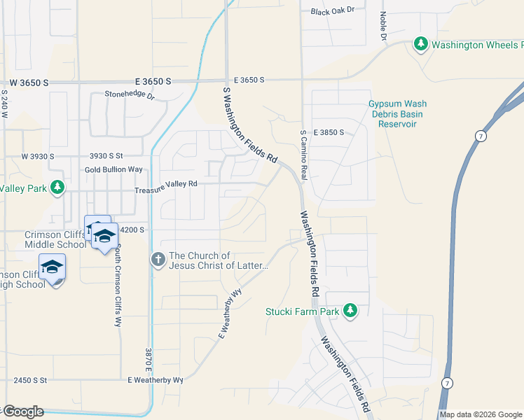 map of restaurants, bars, coffee shops, grocery stores, and more near 4164 South Crimson Trails Drive in Washington