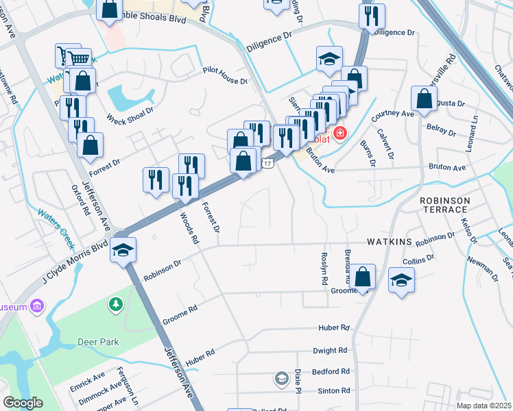 map of restaurants, bars, coffee shops, grocery stores, and more near 713 Lance Drive in Newport News